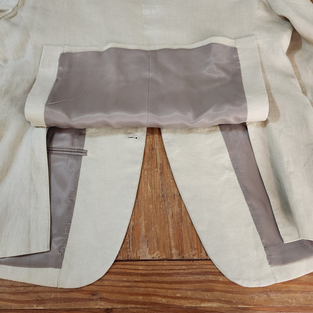 Pronto Uomo Platinum Men 44S 100% Linen Sports Coat Blazer Lined Beige Preppy - Picture 12 of 16
